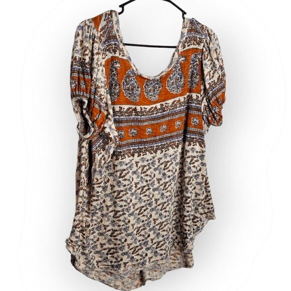 Free People Paisley and Floral Top in Ivory Combo size Large - Picture 4 of 9